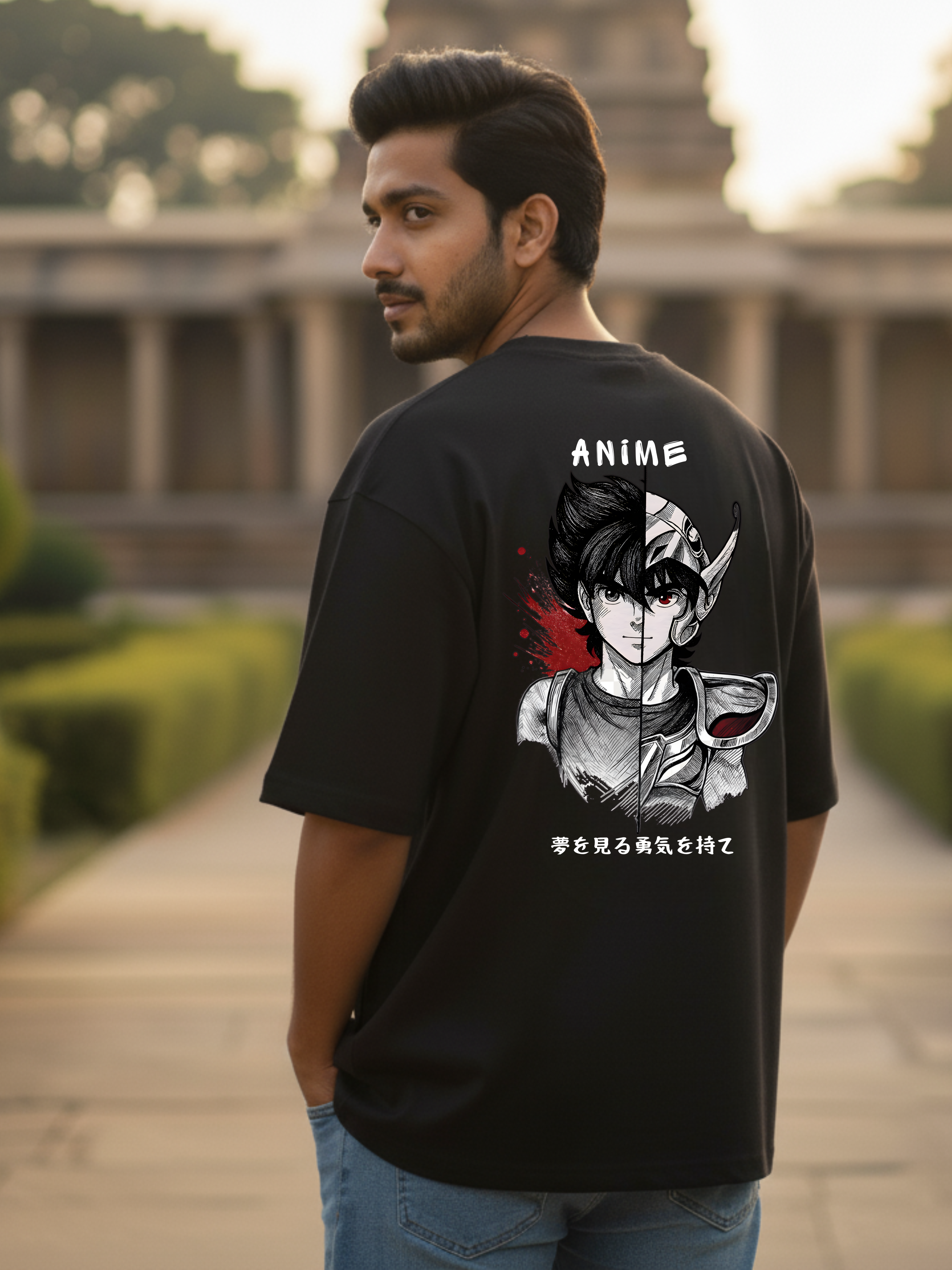 Saint Seiya Spirit French Terry Oversized Black T-shirt