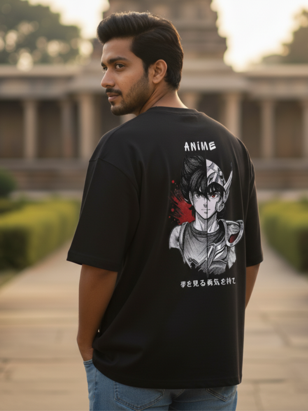 Epic Seiya French Terry French Terry Oversized Streetwear Black T-Shirt