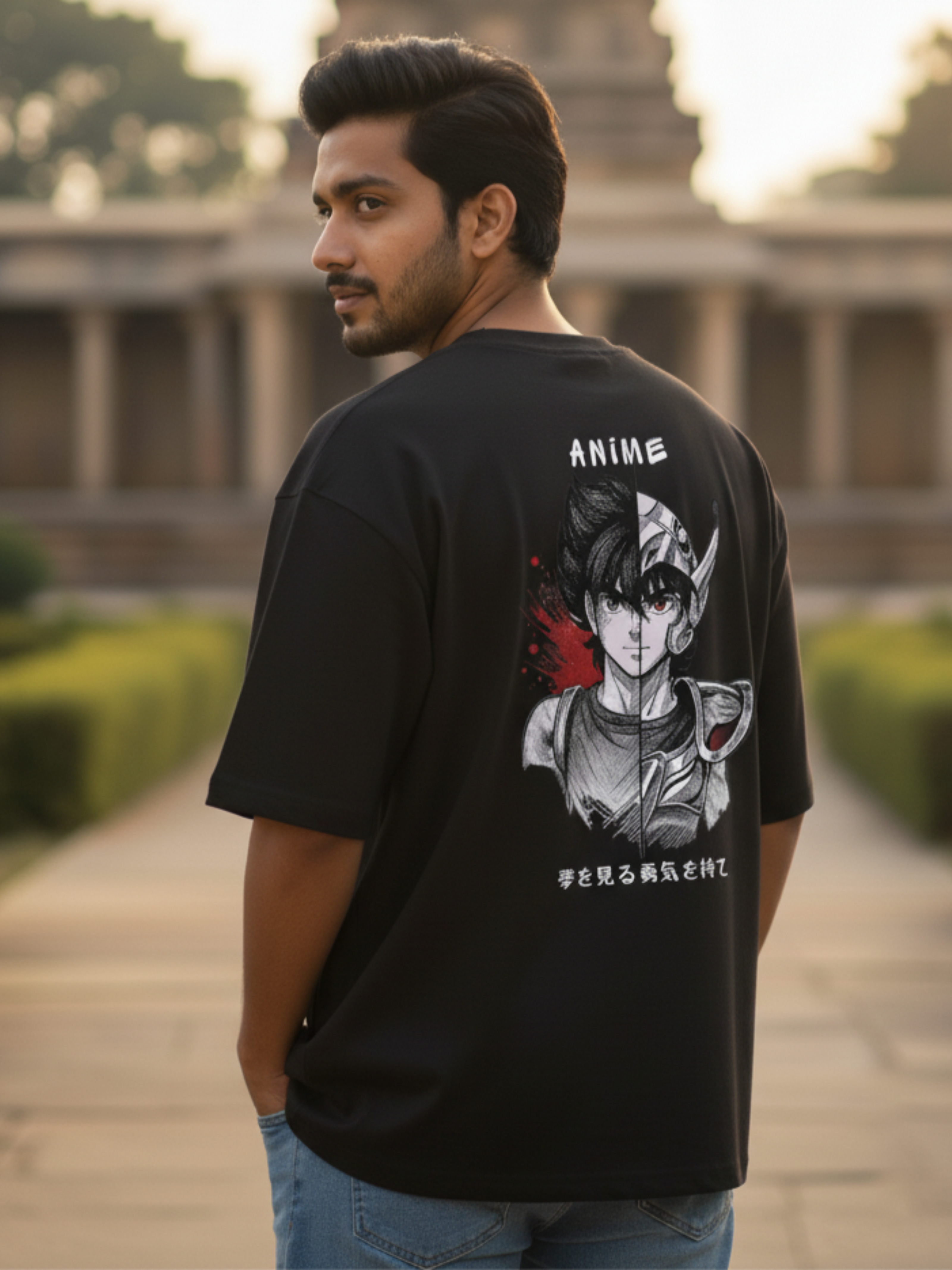 Epic Seiya French Terry French Terry Oversized Streetwear Black T-Shirt
