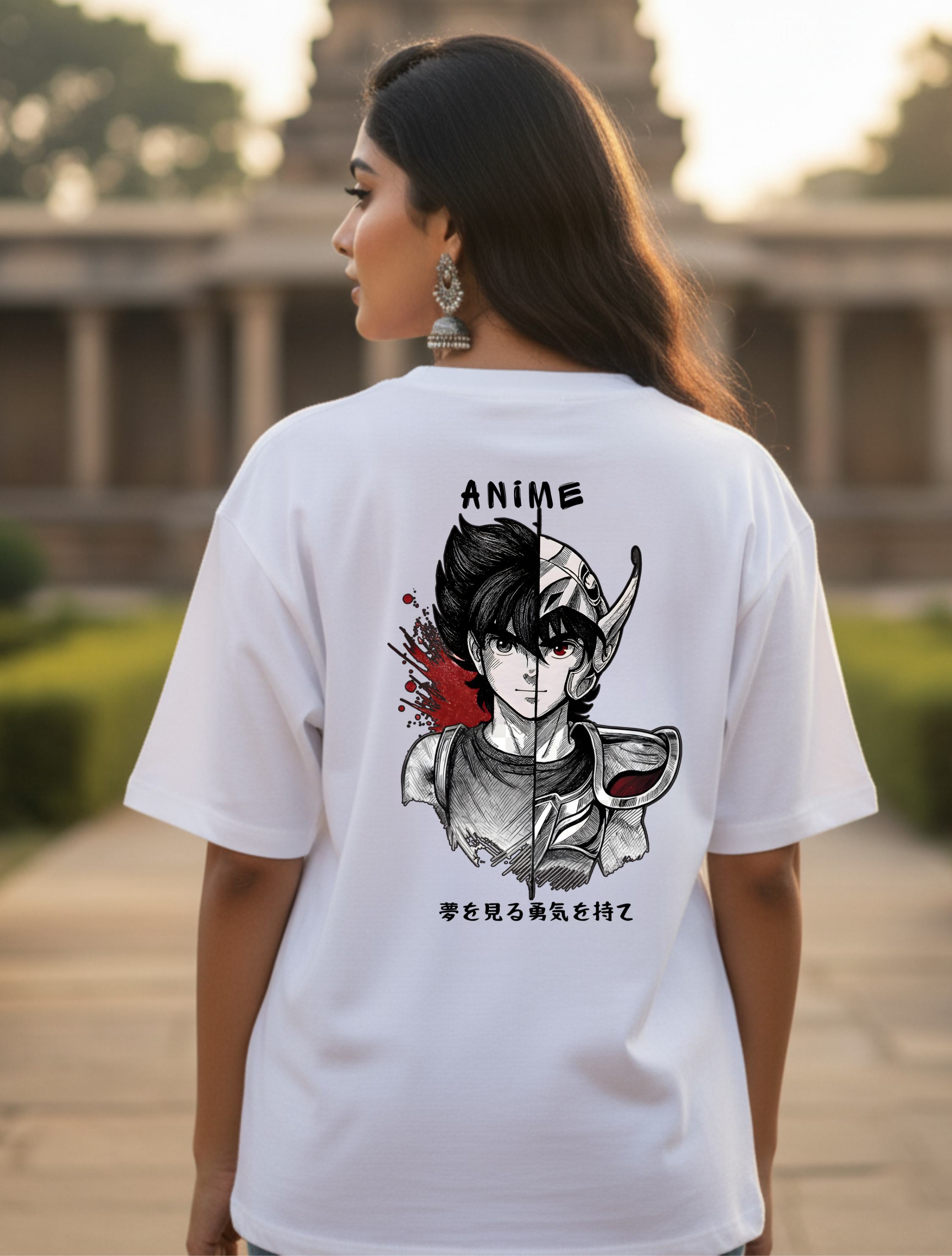Epic Seiya French Terry French Terry Oversized Streetwear White T-Shirt