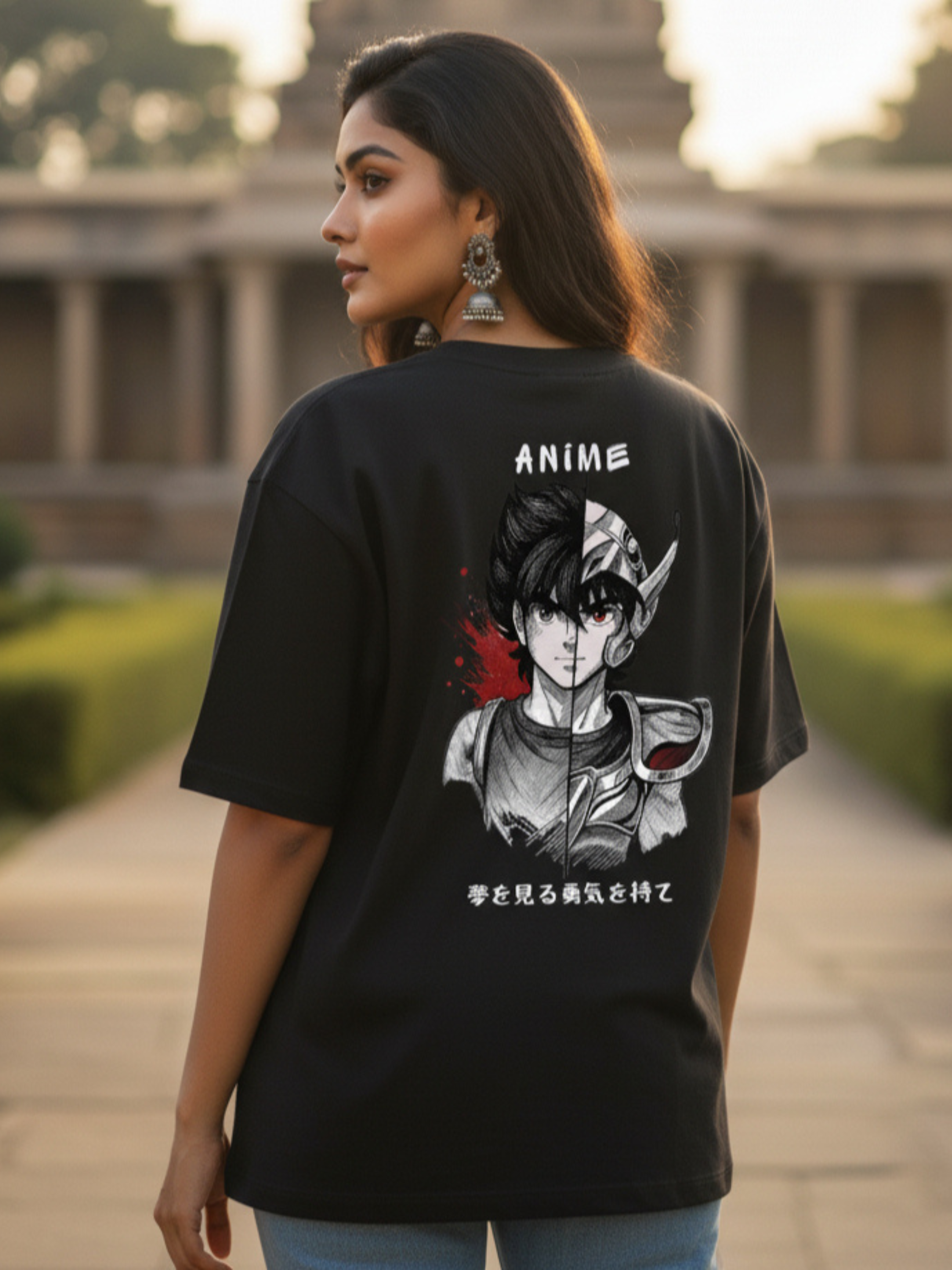 Epic Seiya French Terry French Terry Oversized Streetwear Black T-Shirt