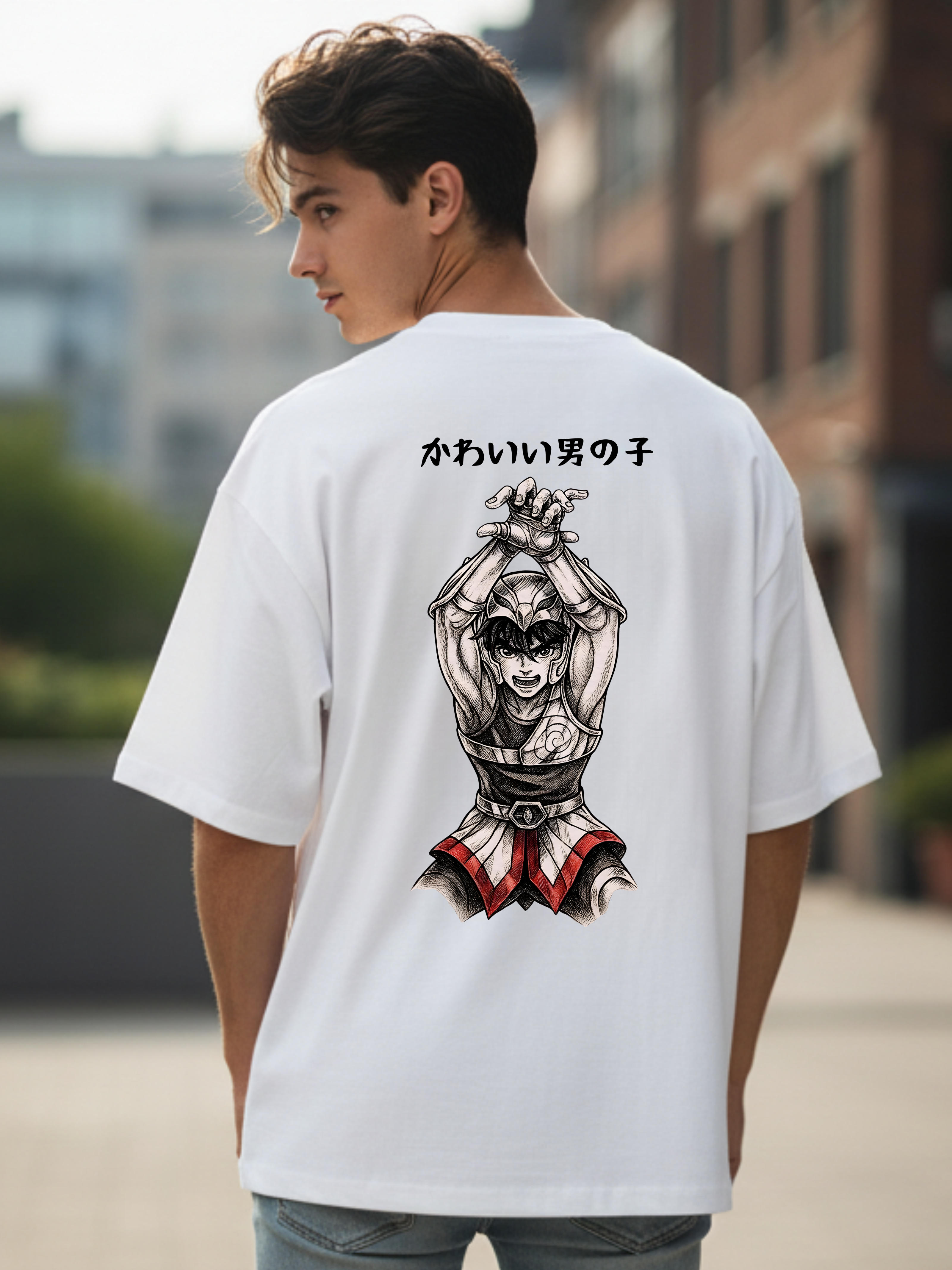 Brave Cosmos French Terry Oversized White T-Shirt