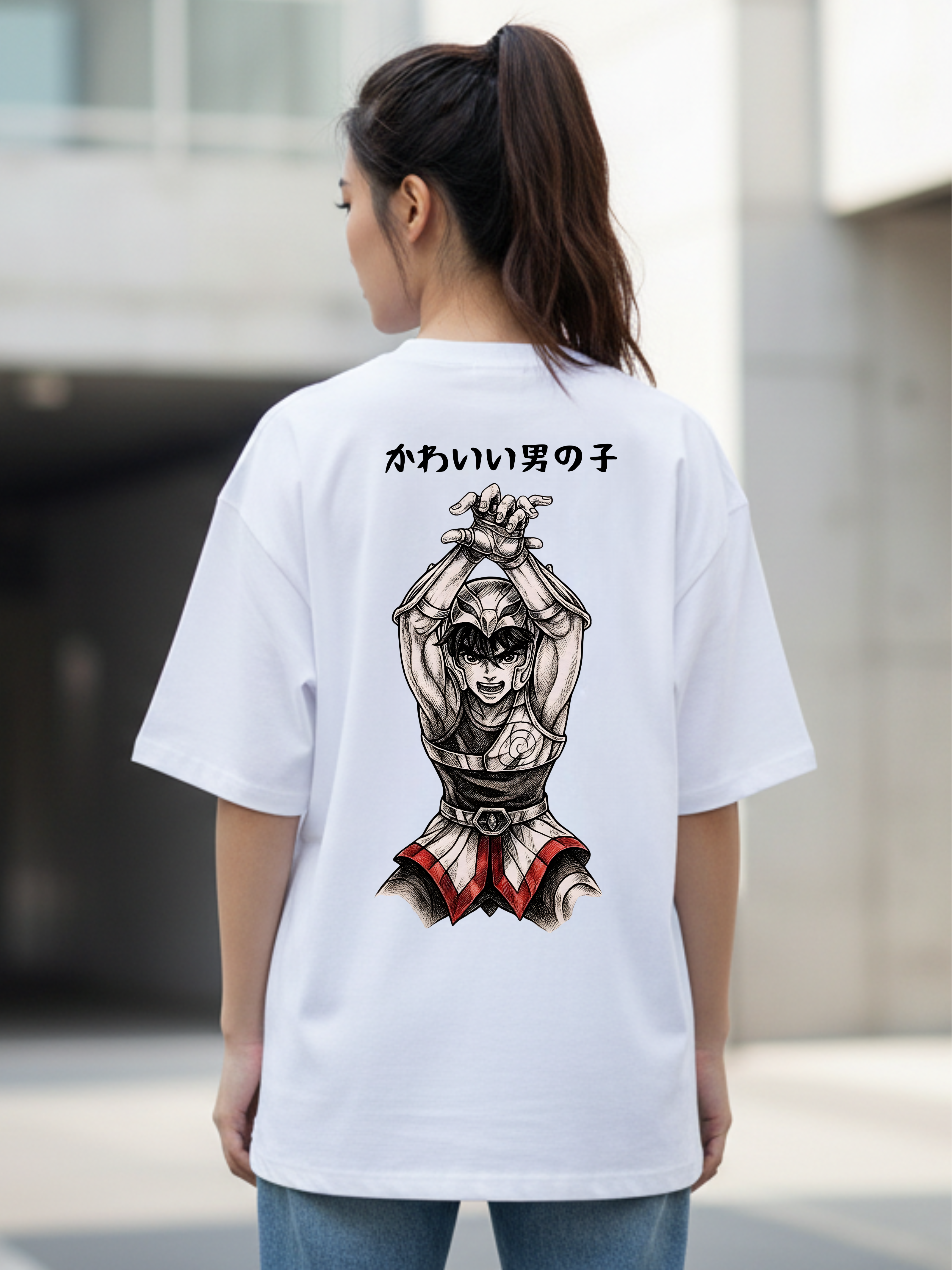 Brave Cosmos French Terry Oversized White T-Shirt