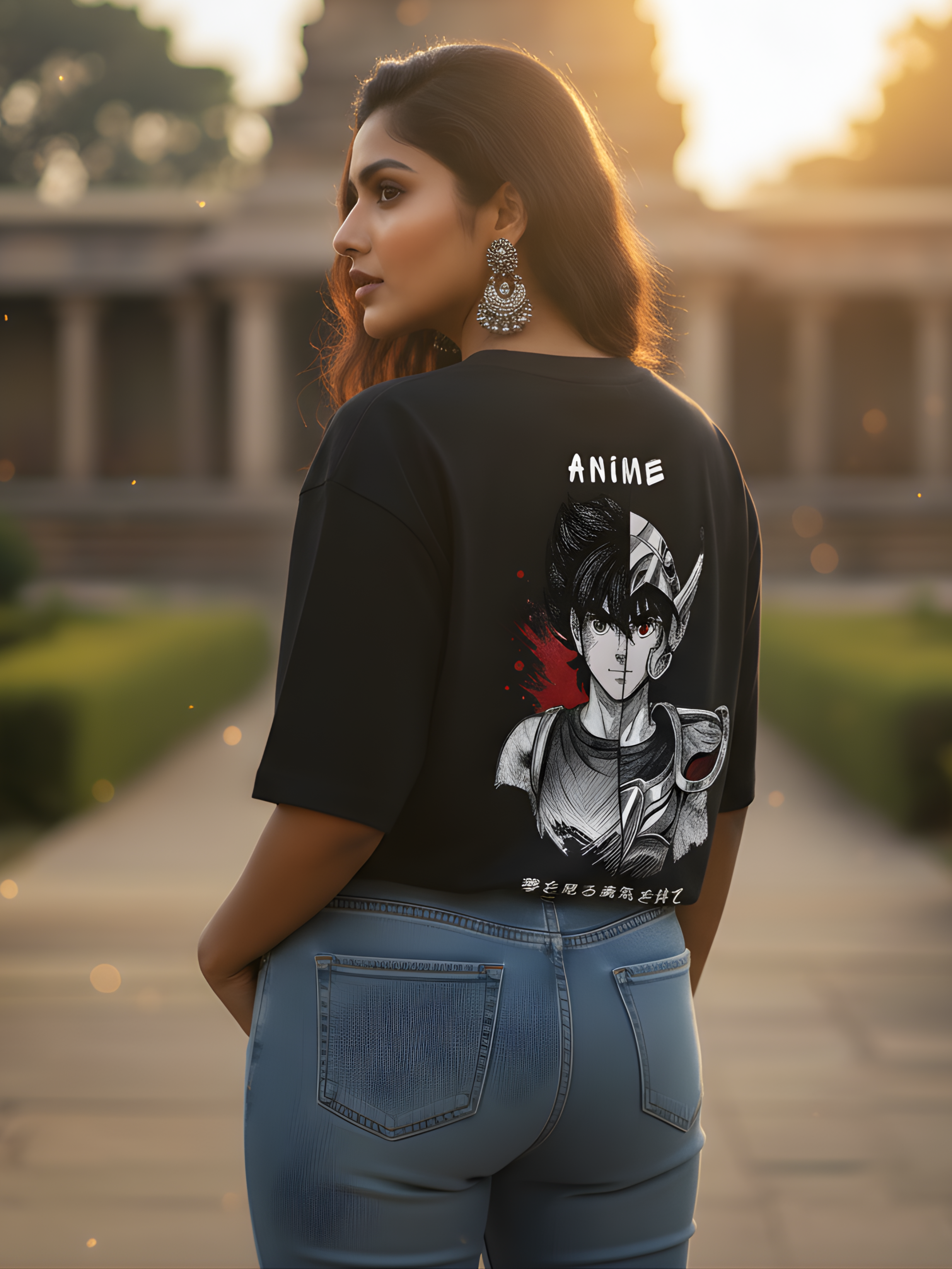 Saint Seiya Spirit French Terry Oversized Black T-shirt