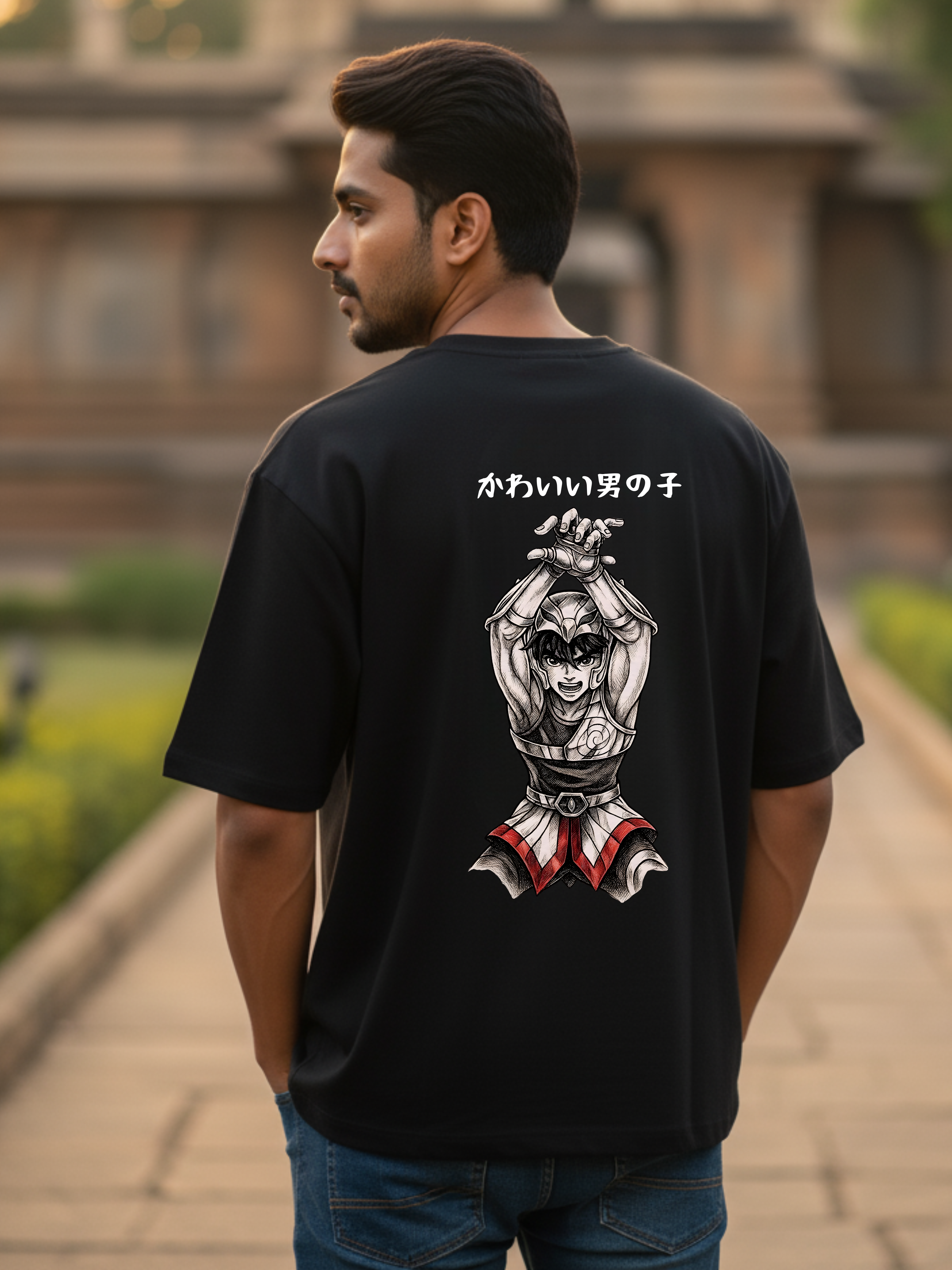 Brave Cosmos French Terry Oversized Black T-Shirt