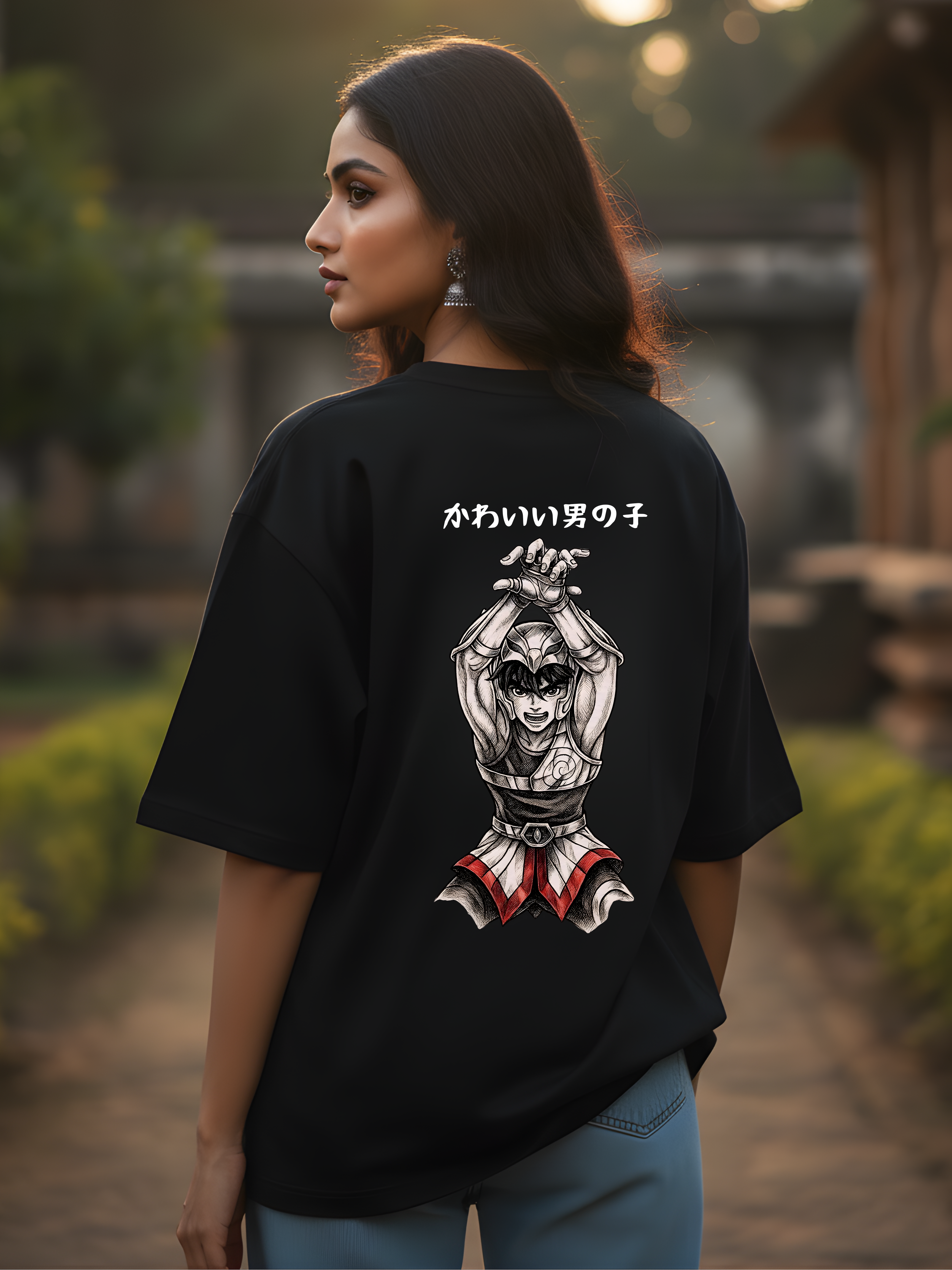 Brave Cosmos French Terry Oversized Black T-Shirt